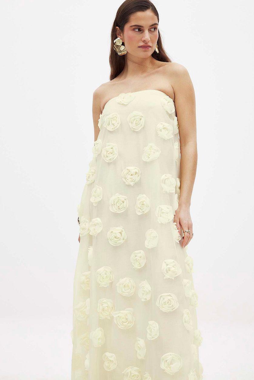 Flower Appliqué Bandeau Maxi Dress Product Image