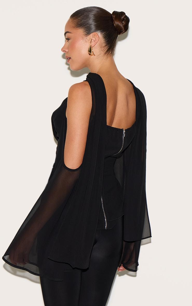 Black Chiffon Drape Scarf Long Top Product Image