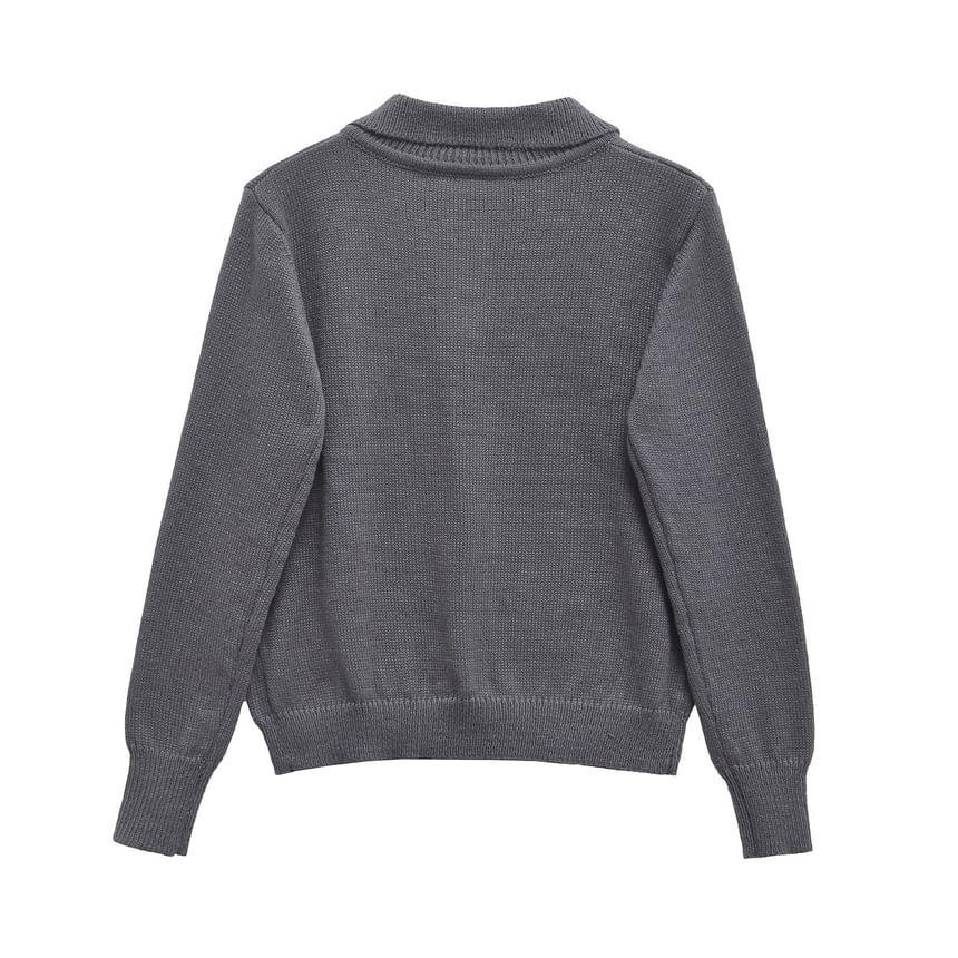 Plain Oversized Polo Sweater Product Image
