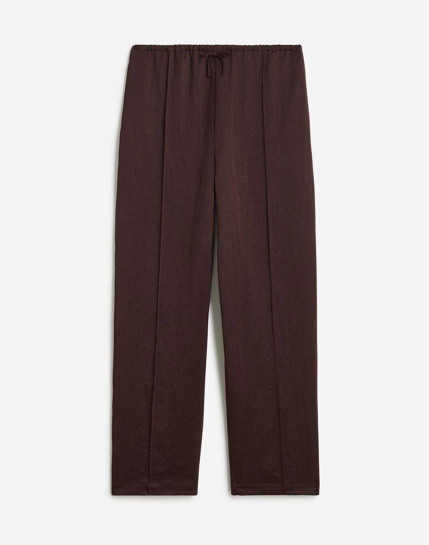Petite Pintucked Slim Pull-On Pants in Satin Product Image