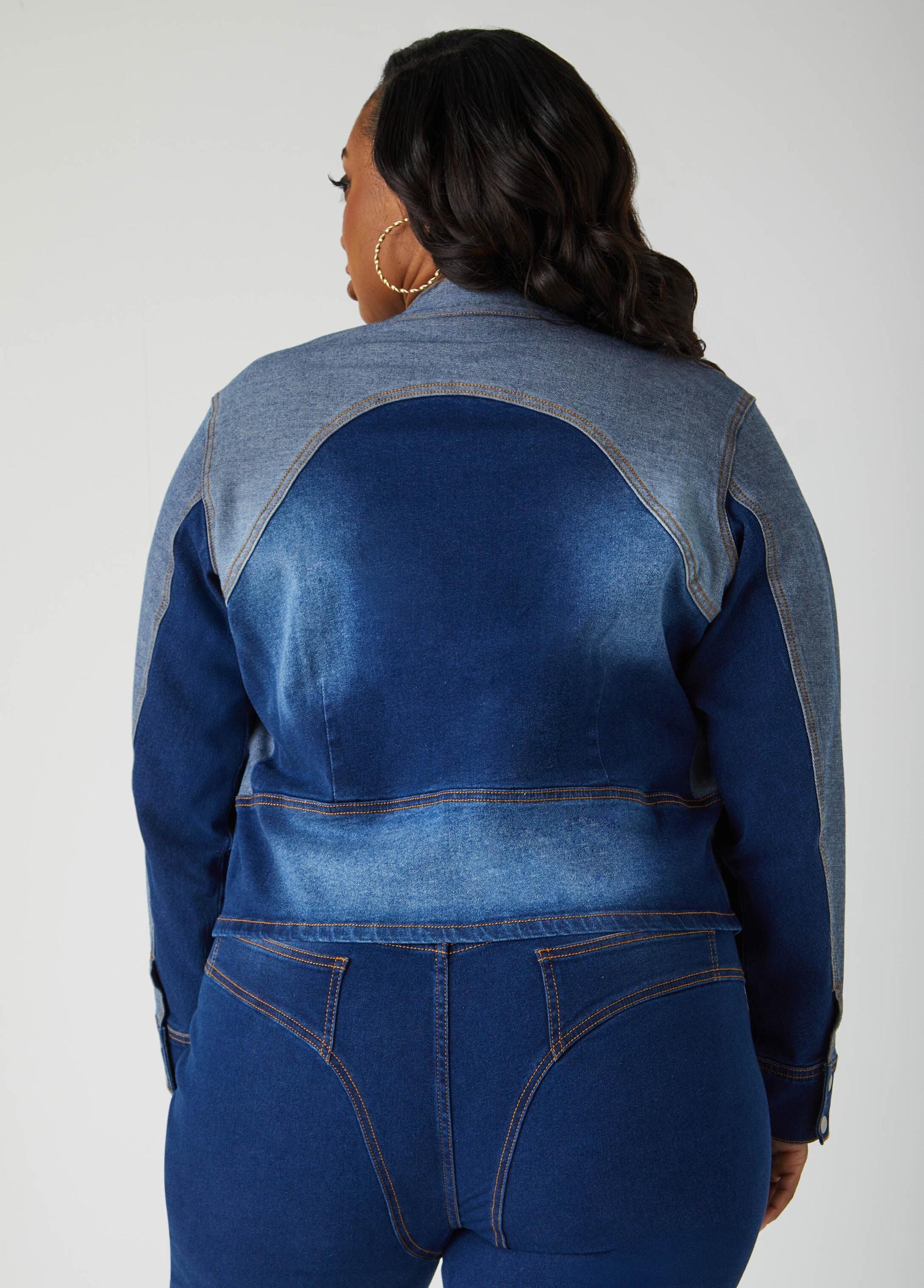 Colorblocked Denim Moto Jacket Product Image