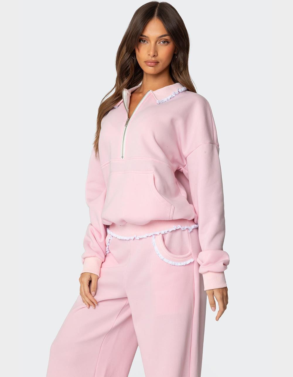 EDIKTED Ashtin Ruffle Trim Sweatshirt Product Image