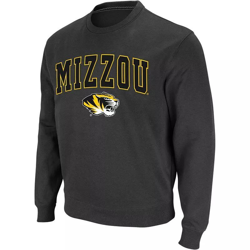 Mens Colosseum Charcoal Missouri Tigers Arch & Logo Crew Neck Sweatshirt Product Image