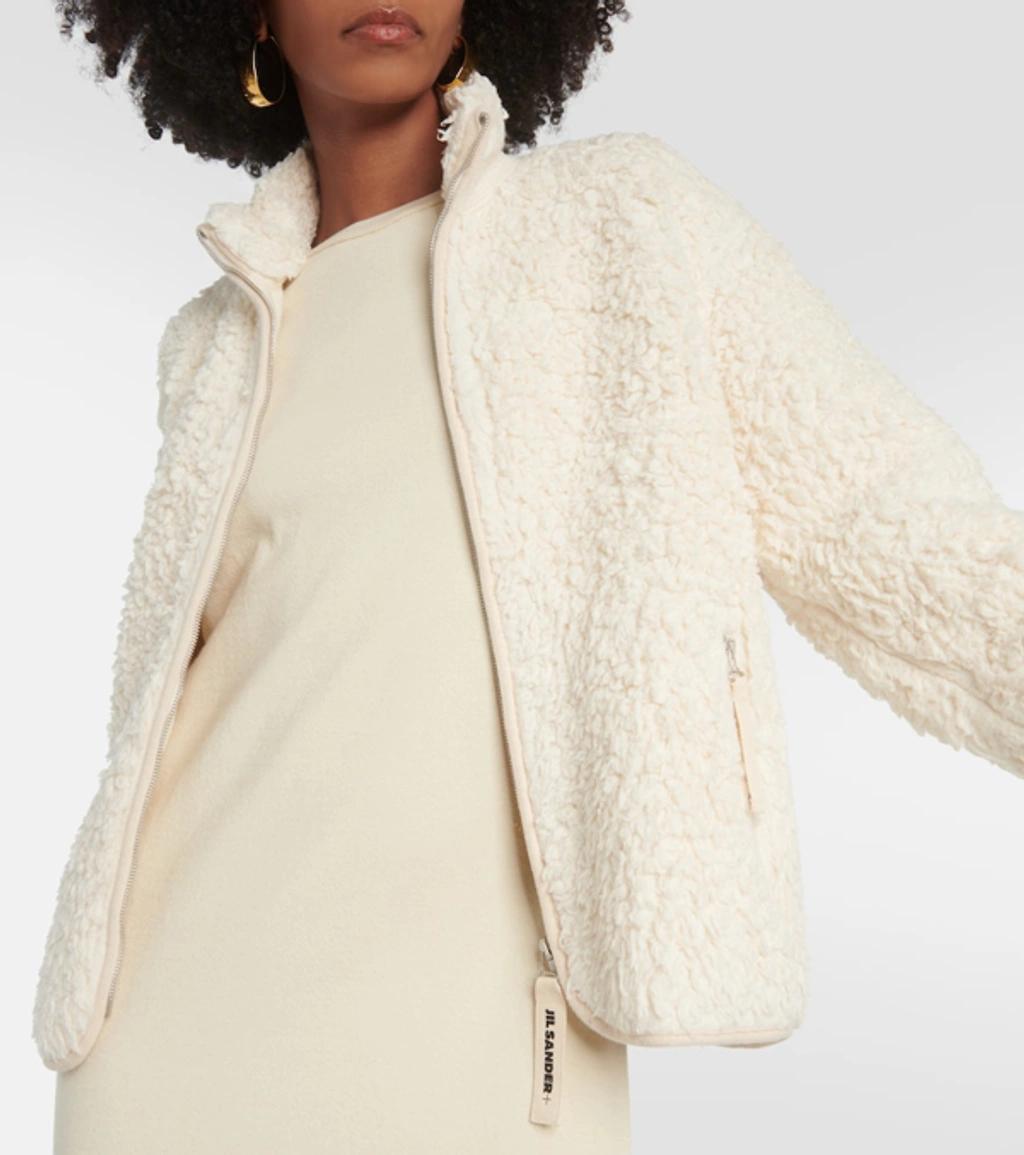 JIL SANDER Faux Shearling Zip-front Jacket In White Product Image