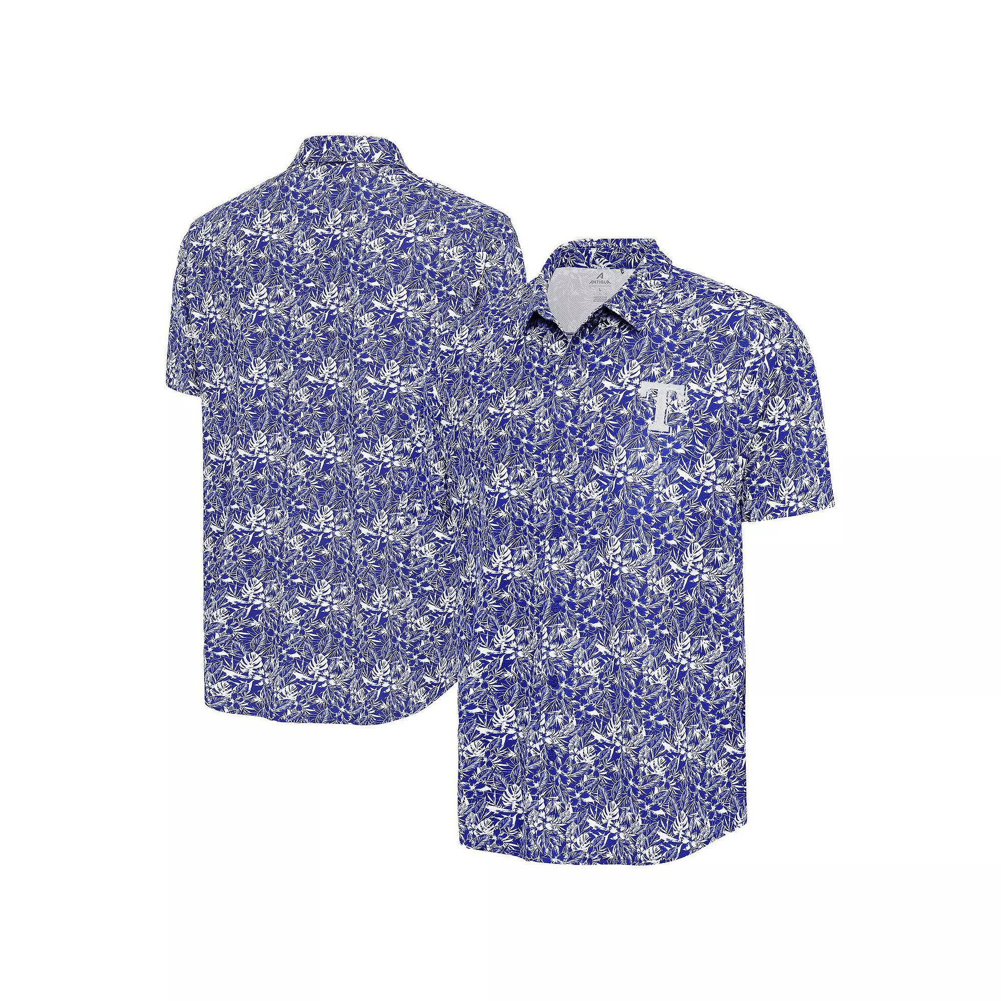 Men's Antigua Royal Texas Rangers Resort Button-Up Shirt, Size: Medium, Blue Product Image
