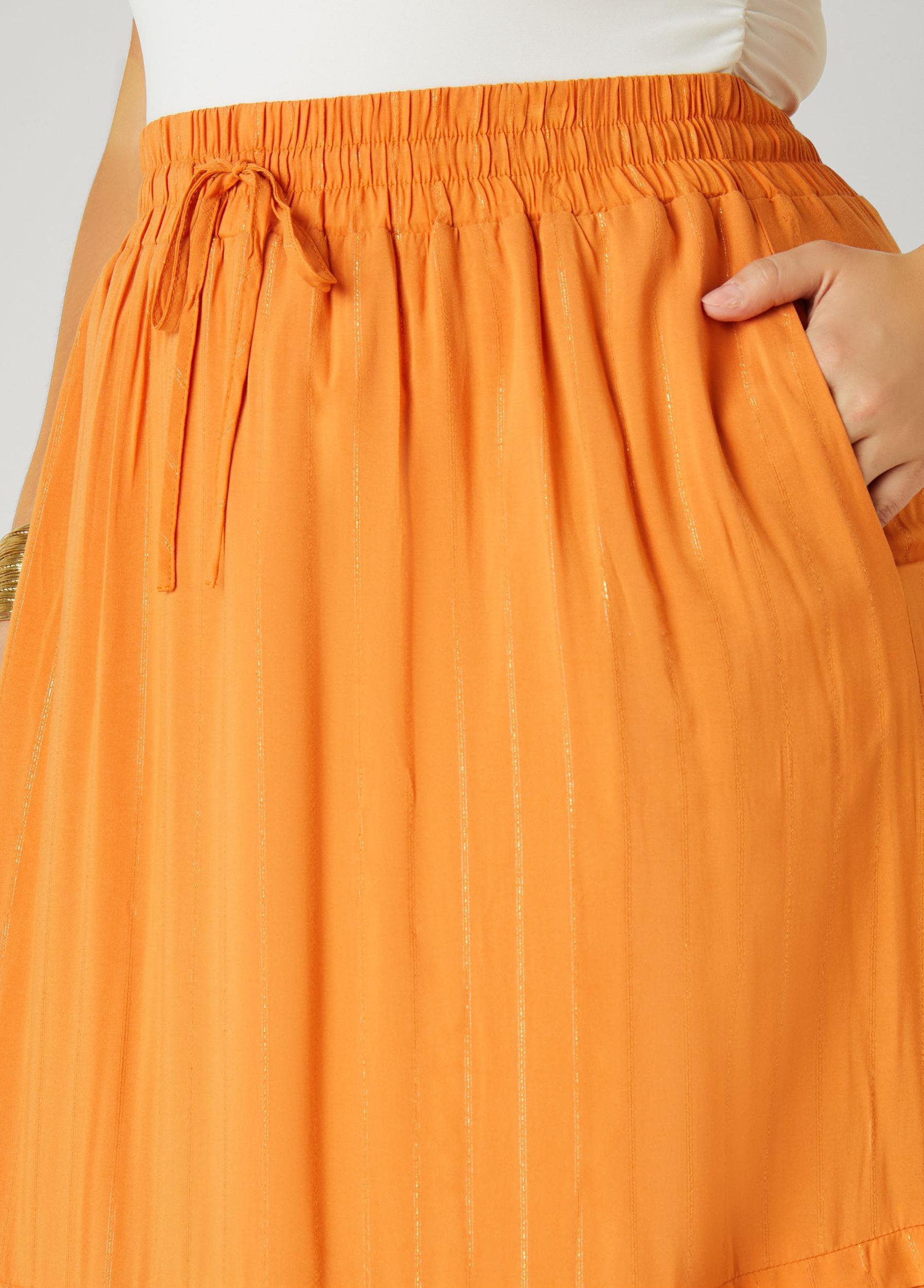 Pleated Metallic Maxi Skirt Product Image