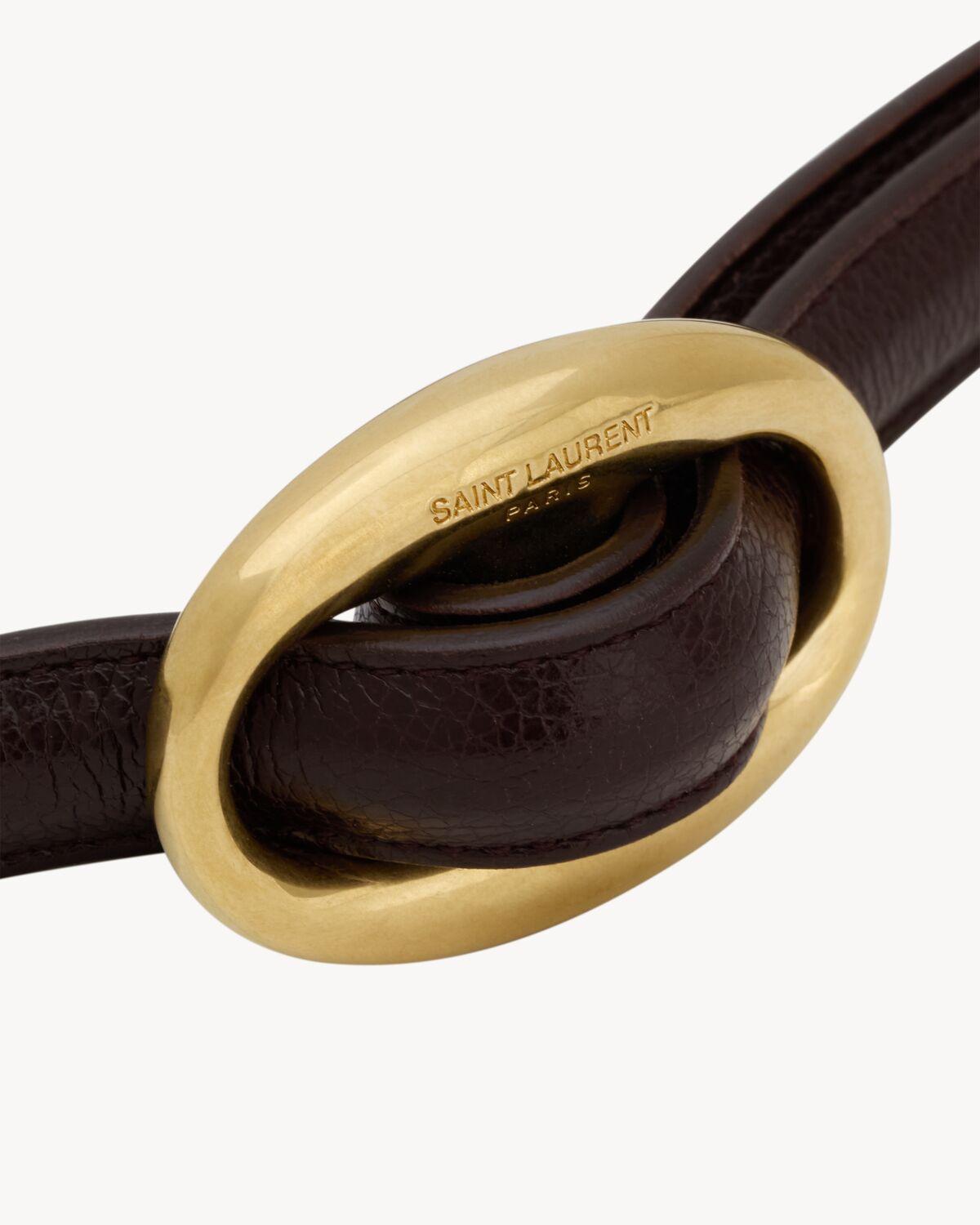 oval buckle thin belt in smooth leather | Saint Laurent | YSL.com Product Image