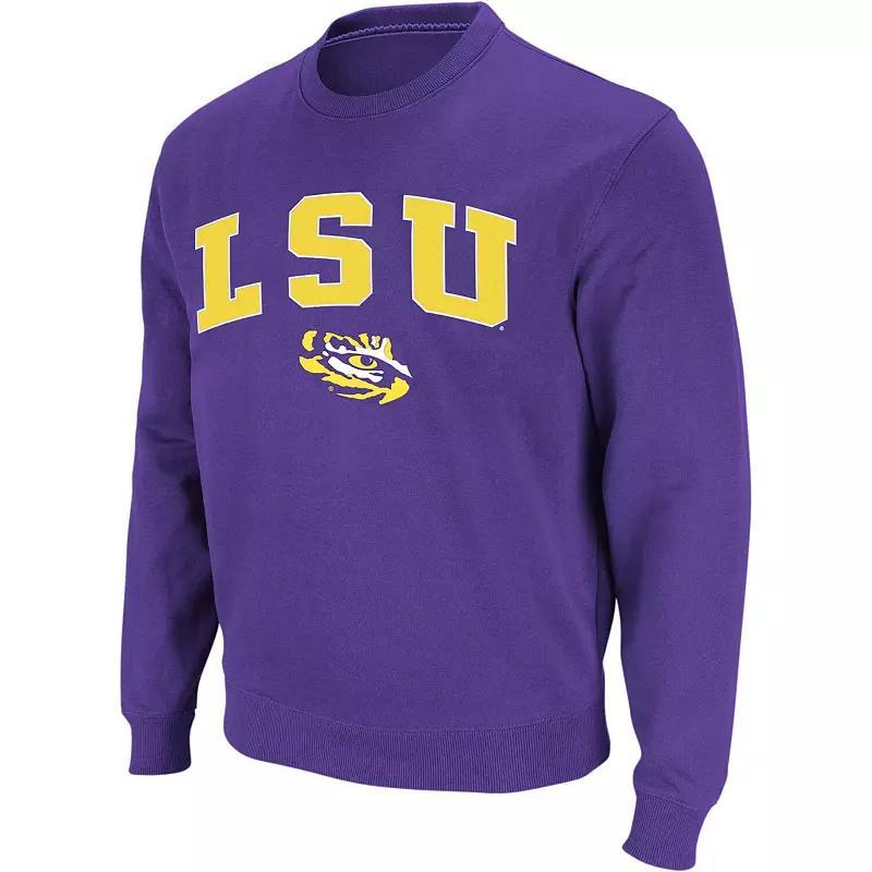 Men's Colosseum Purple LSU Tigers Arch & Logo Crew Neck Sweatshirt, Size: Large Product Image
