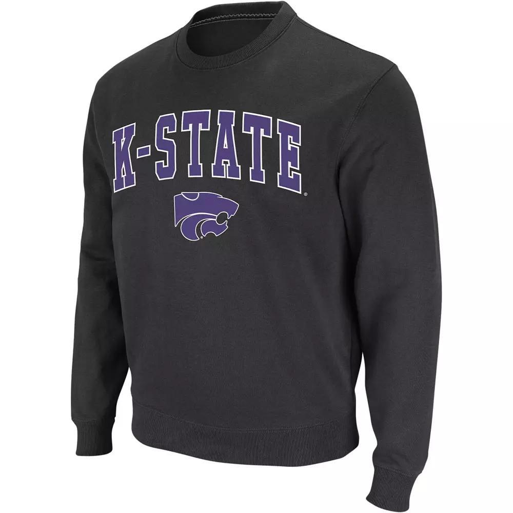Men's Colosseum Charcoal Kansas State Wildcats Arch & Logo Crew Neck Sweatshirt, Size: XL Product Image