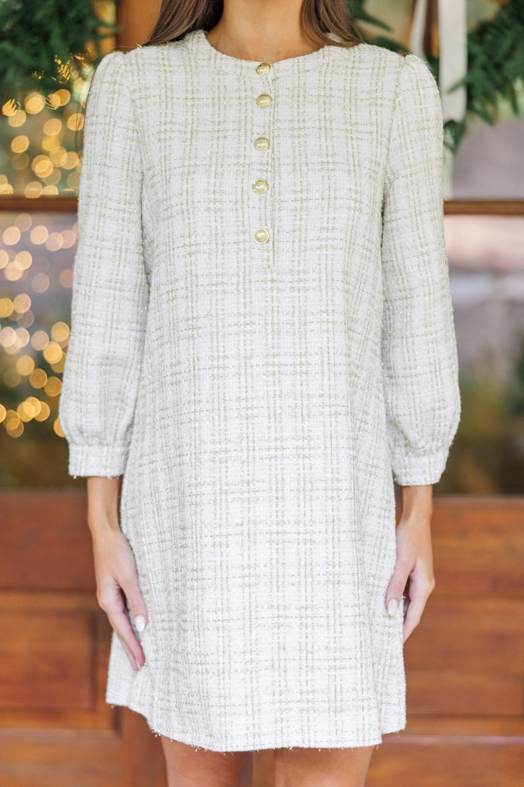 Feeling Like A Queen White Tweed Dress Female Product Image