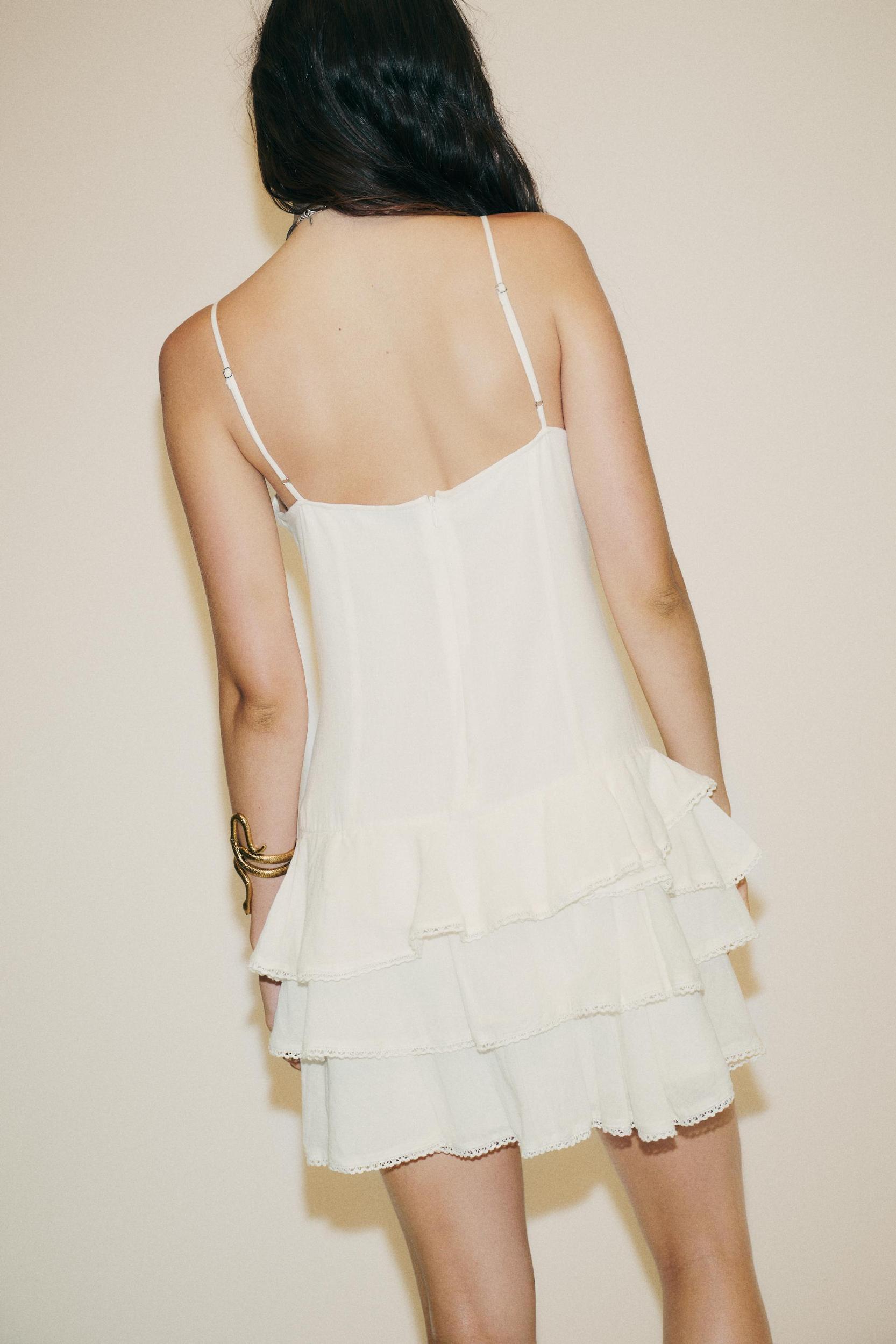 RUFFLED CHIFFON SHORT DRESS Product Image