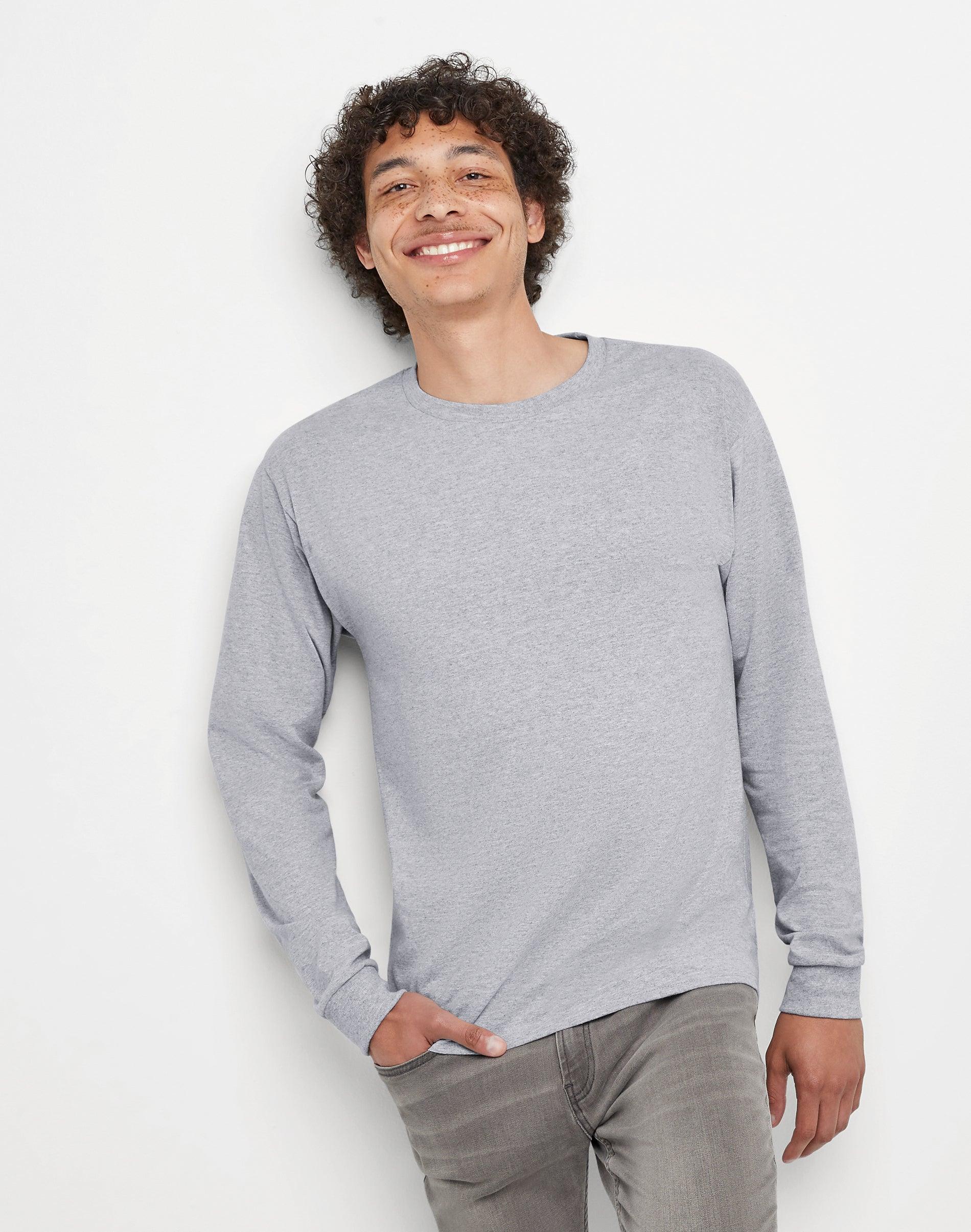 Hanes Essentials Mens Cotton Long Sleeve T-Shirt, Value 4-Pack Black XL Product Image