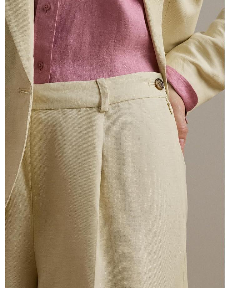 Plus Size Linen-Blend Twill Wide-Leg Pants Product Image