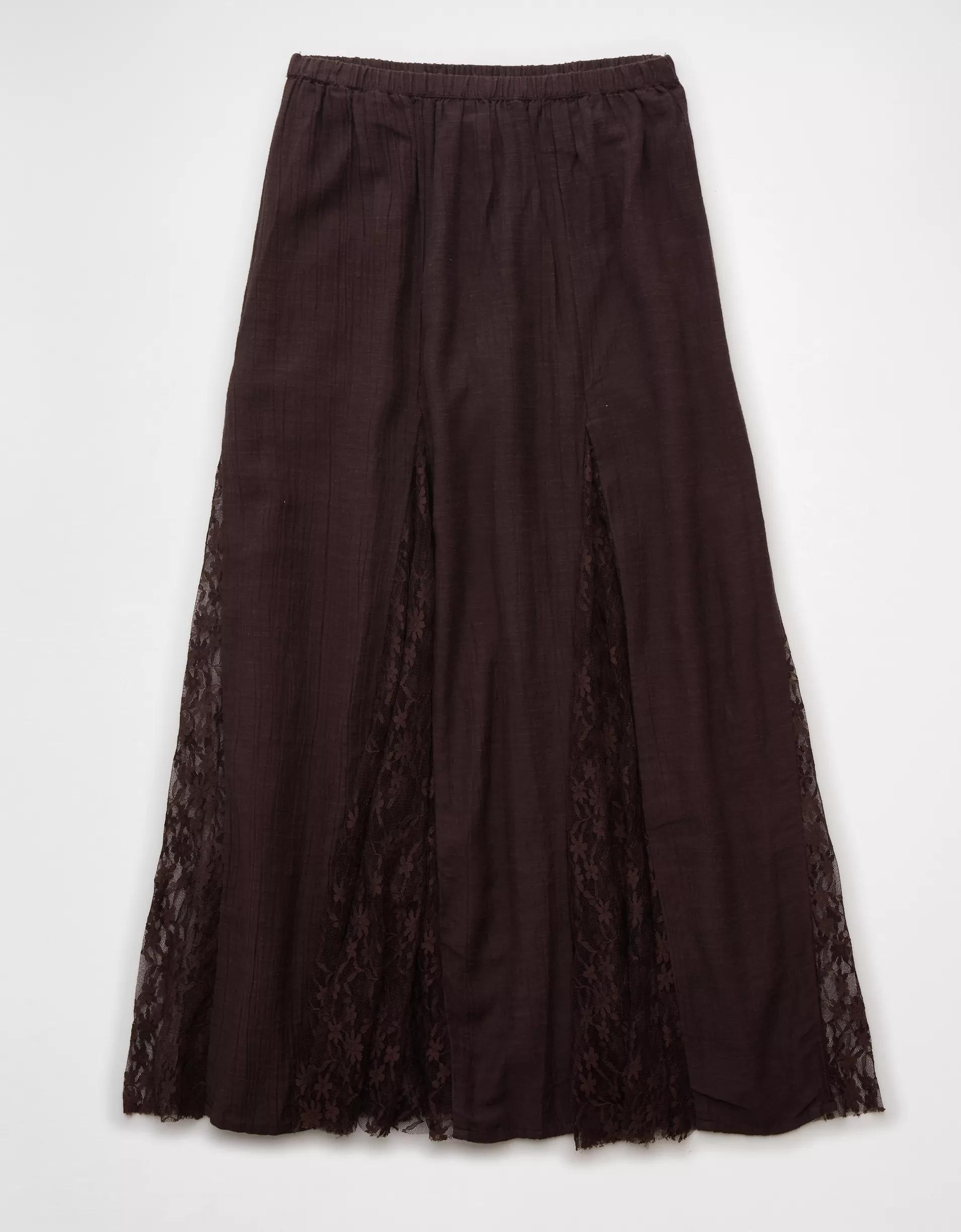 AE High-Waisted Lace Detail Maxi Skirt Product Image