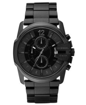 Diesel Mens Chronograph Black Ion Plated Stainless Steel Bracelet Watch 49x45mm DZ4180 Product Image
