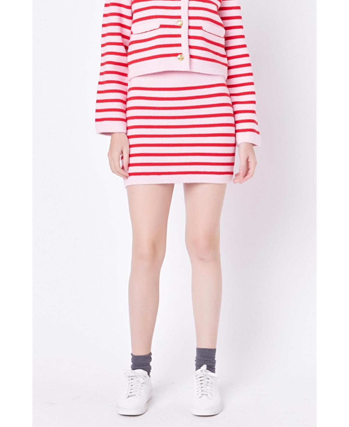 English Factory Womens Knit Striped Mini Skirt Product Image