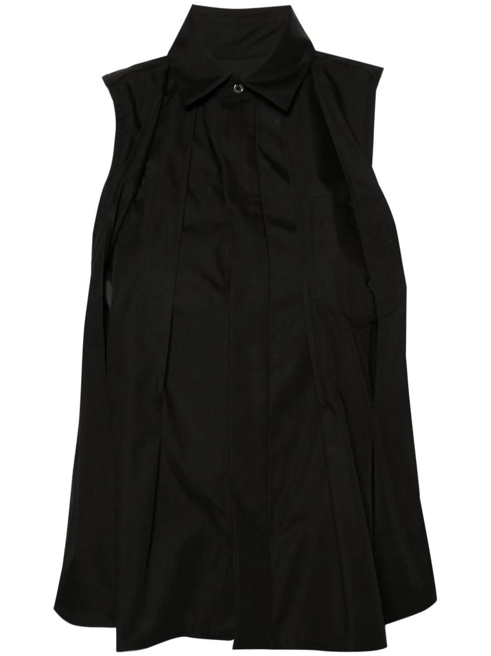 SACAI Sleeveless Pleated Shirt In Black Product Image