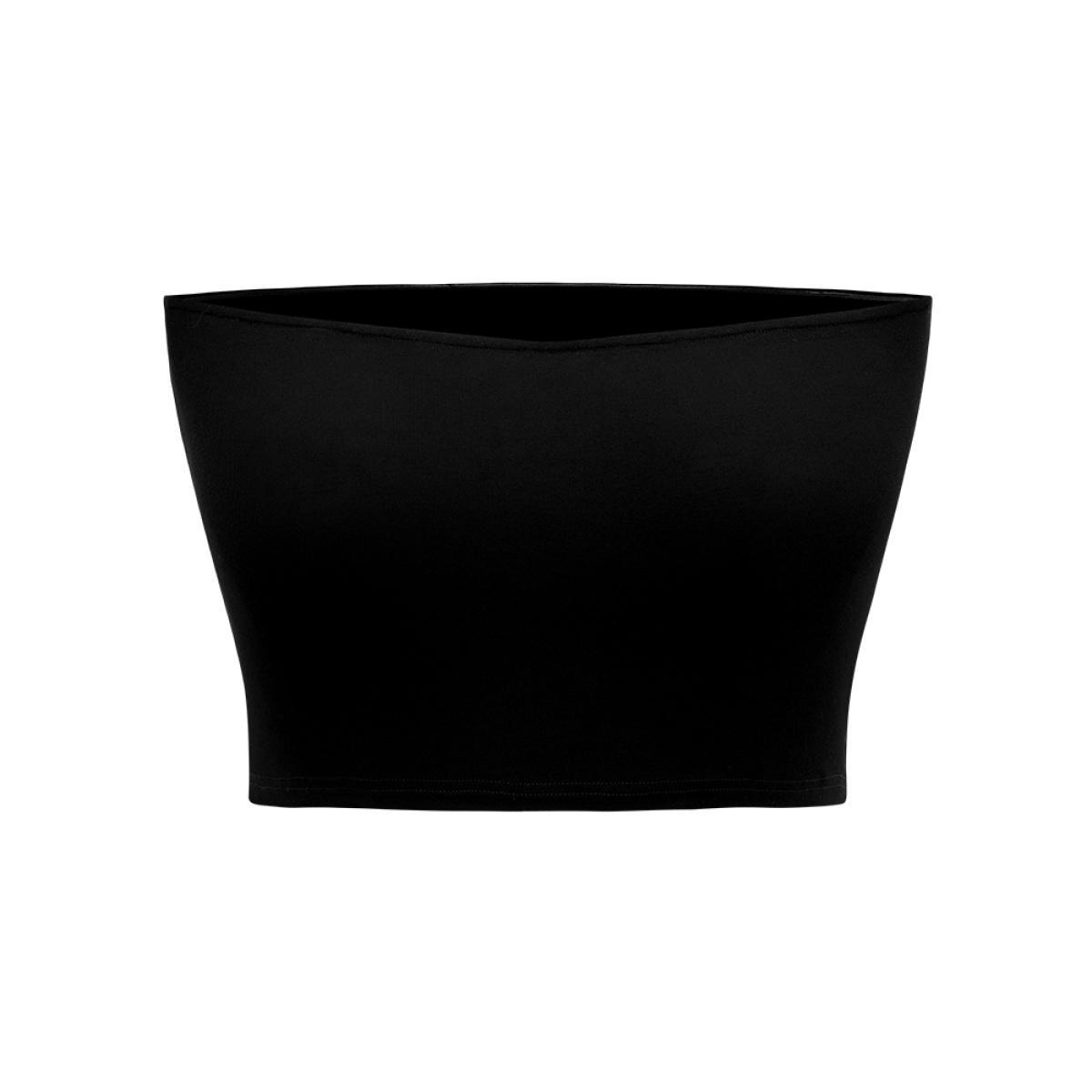Plus Size Rib Knit Solid Crop Tube Top Women Black Casual Plain Shoulderless Dailywear Tank Tops Camis BloomChic 10/M Product Image