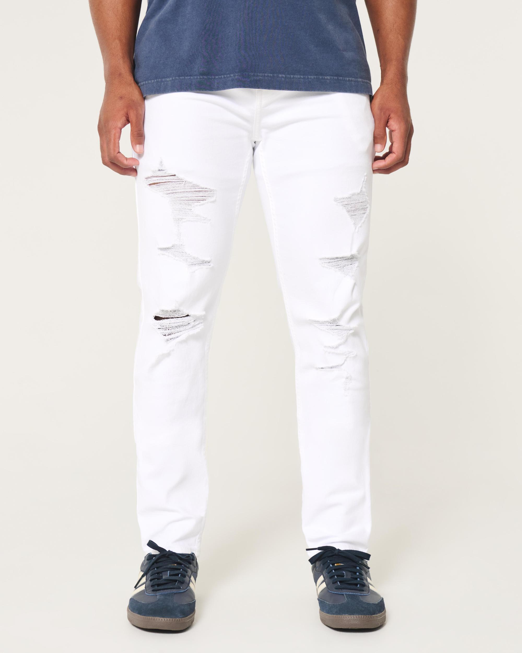 White Athletic Skinny Jeans Product Image