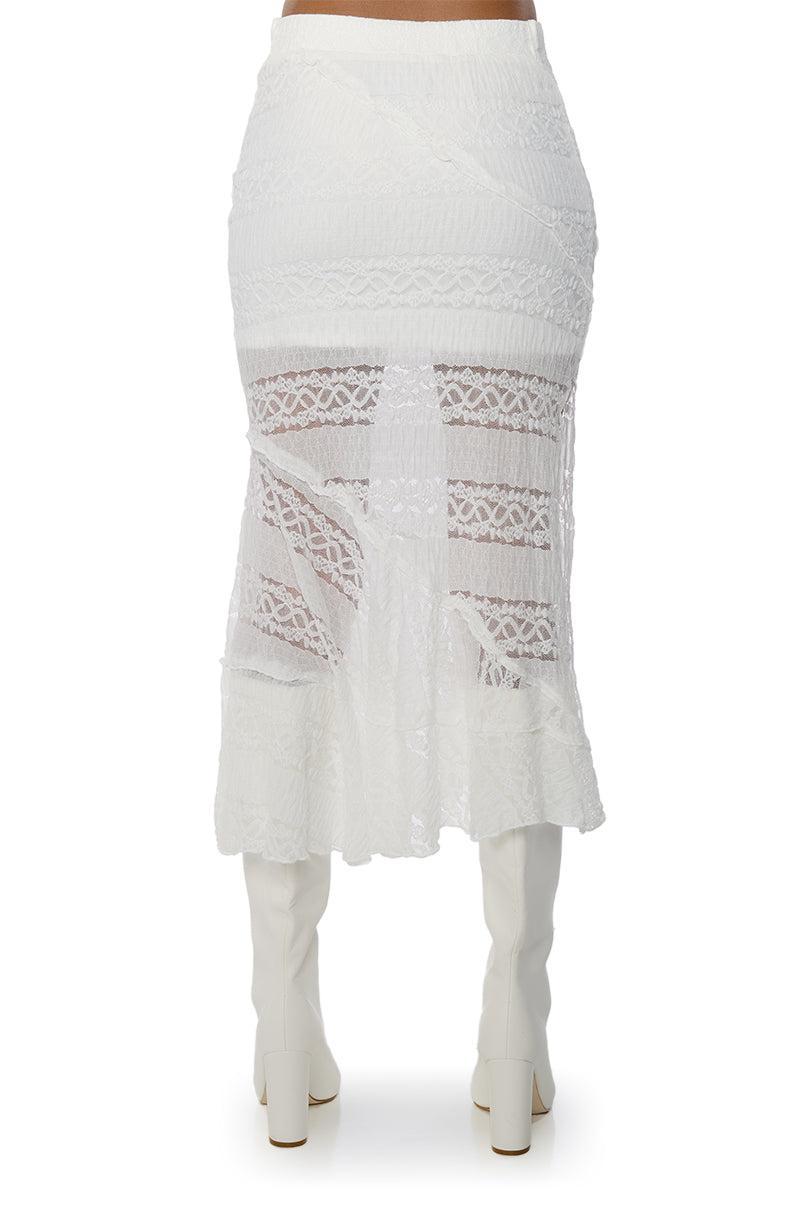 EMELIA LACE TRIM TIERED MIDI SKIRT Product Image