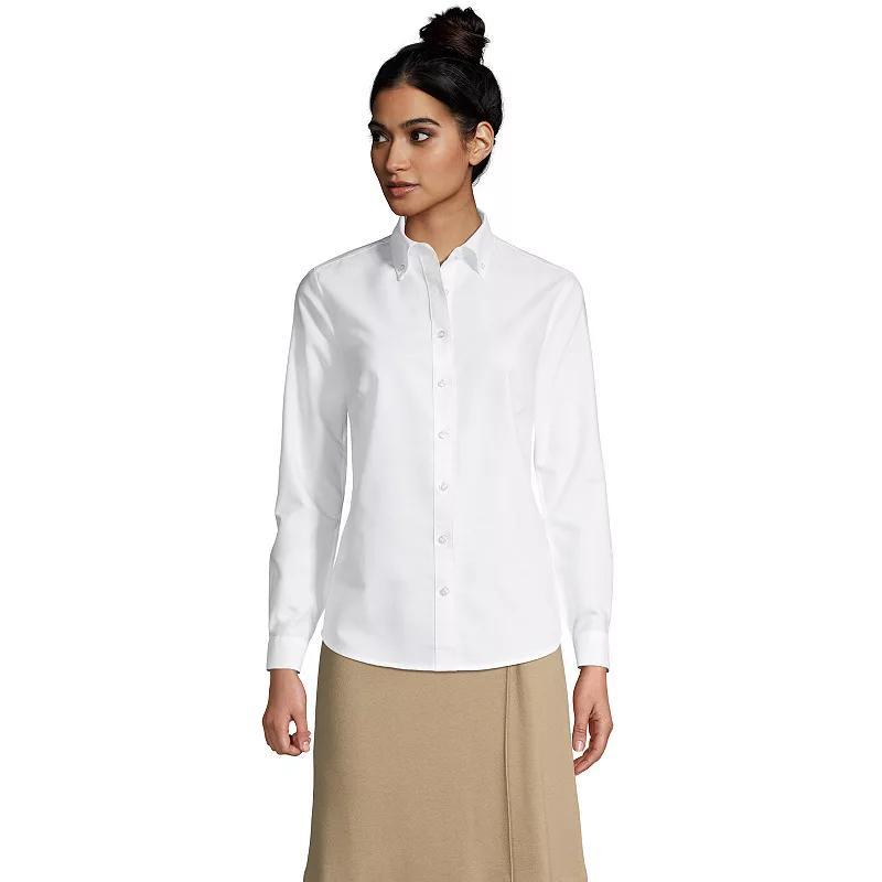 Womens Lands End Long Sleeve Oxford Dress Shirt Product Image