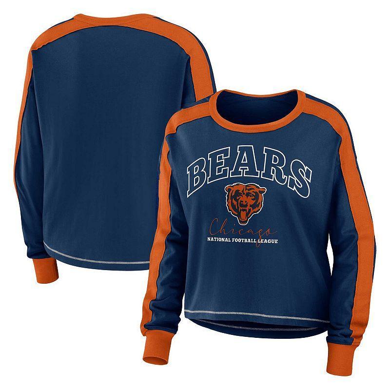 Womens WEAR by Erin Andrews Cleveland s Plus Size Colorblock Long Sleeve T-Shirt Product Image