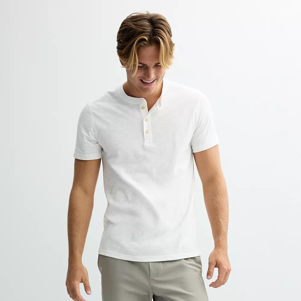 Men's Sonoma Goods For Life® Essential Short Sleeve Henley T-Shirt, Size: Small, Ivory Product Image