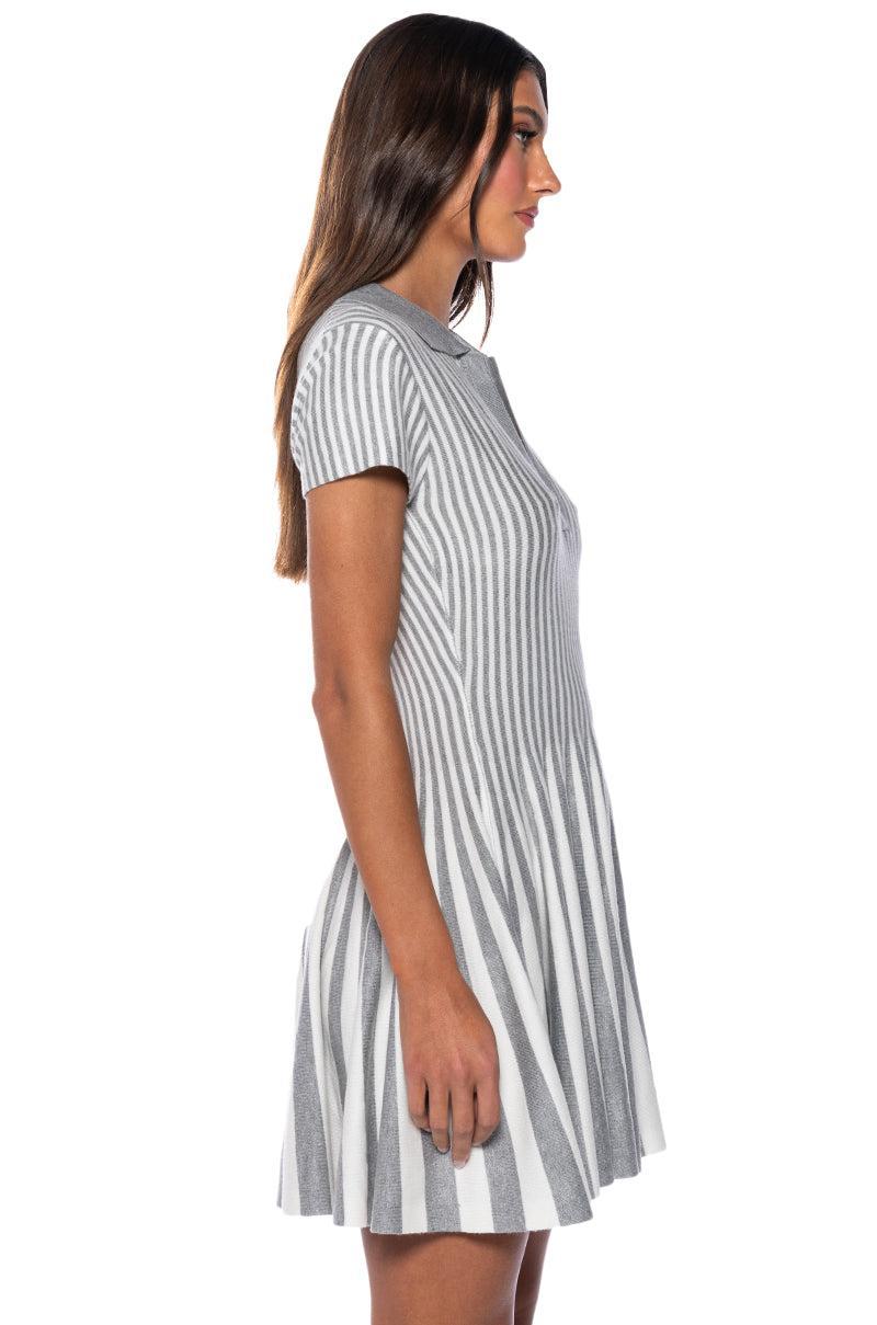 ALINA PLEATED KNIT FIT AND FLARE MINI DRESS Product Image