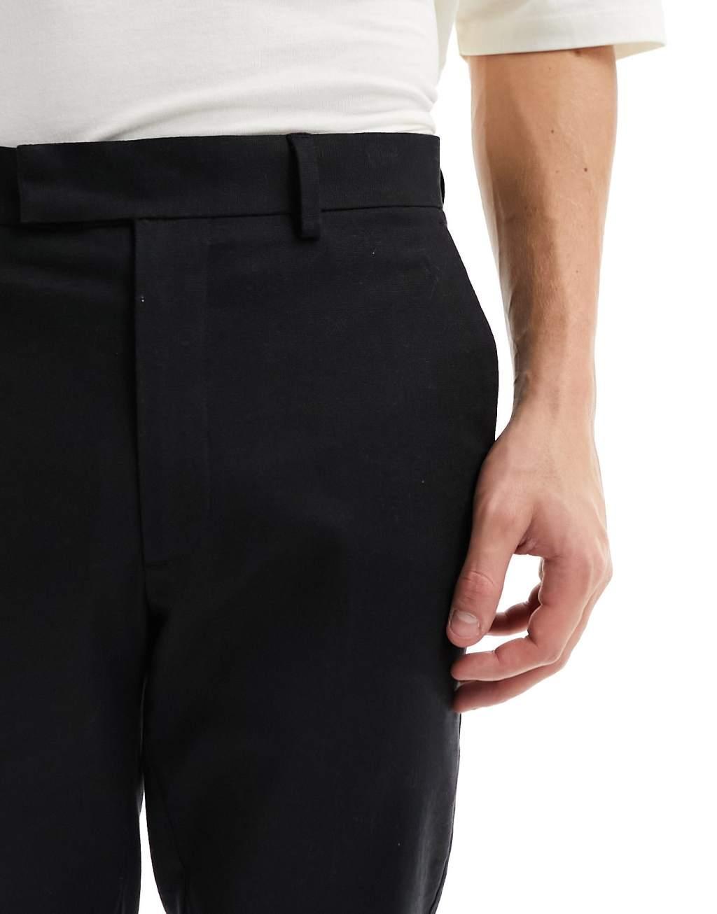 ASOS DESIGN smart slim fit linen blend pants Product Image