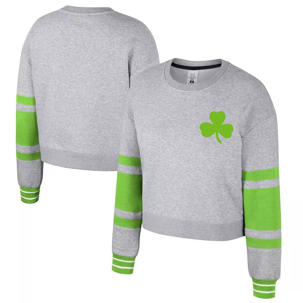 Women's Stadium Essentials Heather Gray Boston Celtics 2024/25 City Edition Scrimmage Cropped Pullover Sweatshirt, Size: Small, Grey Product Image