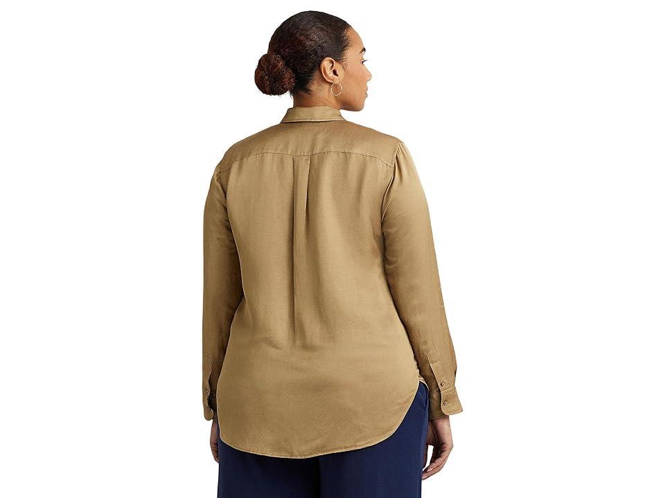Lauren Ralph Lauren Plus-Size Satin Shantung Shirt (Burnished ) Women's Clothing Product Image