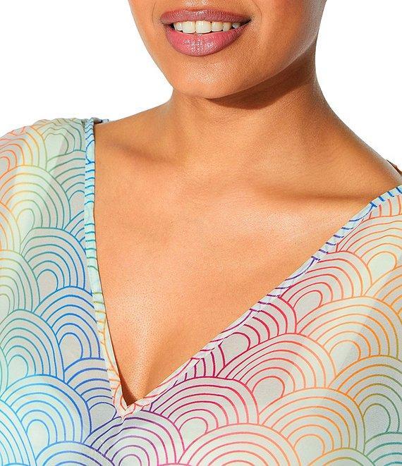 Kurt Geiger London Southbank Rainbow Chiffon V-Neck Tunic Swim Cover-Up Product Image