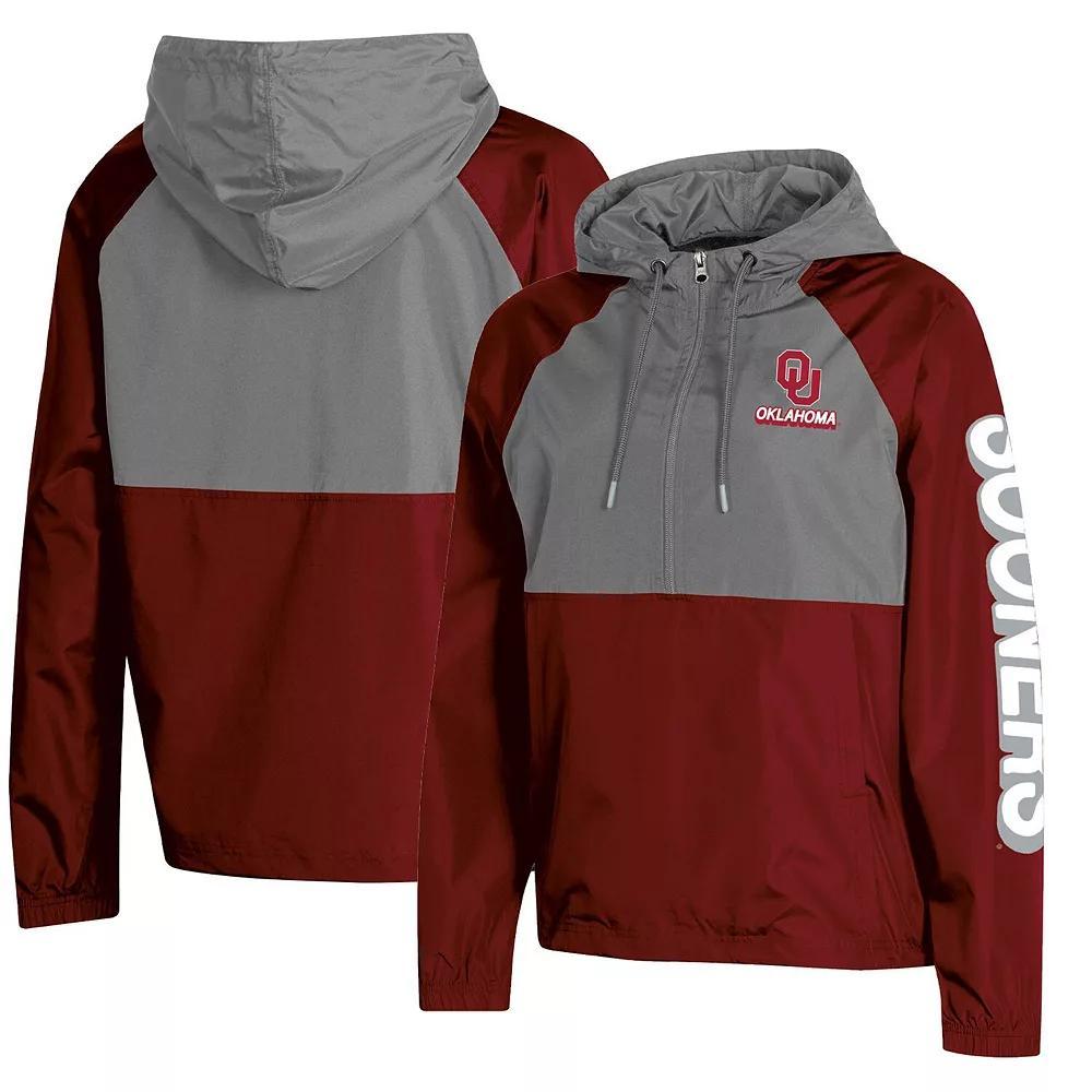 Women's Champion Crimson Oklahoma Sooners Colorblocked Packable Raglan Half-Zip Hoodie Jacket, Size: Small, Red Product Image