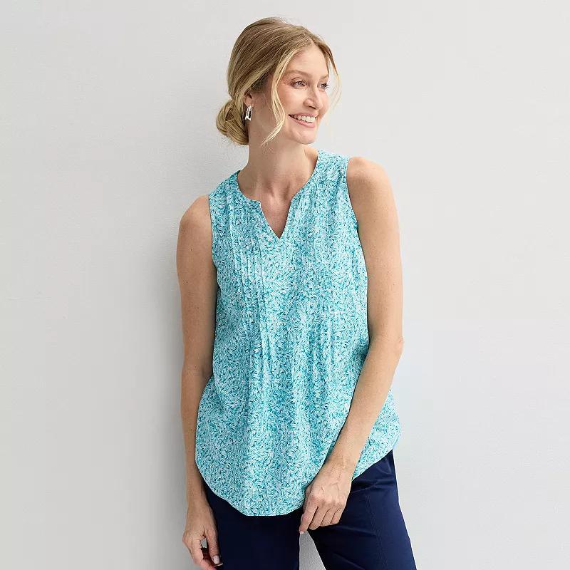 Women's Croft & Barrow® Pintuck Sleeveless Shell Top, Size: Medium, Red Fun Anchor Product Image