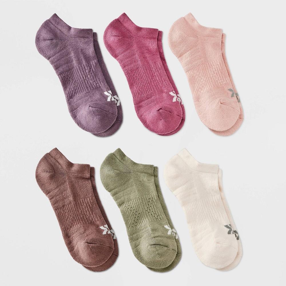 Womens Cushioned Active Solids 6pk No Show Socks - All In Motion: Arch Support, Zone Cushioning, Reinforced Heel & Toe Product Image