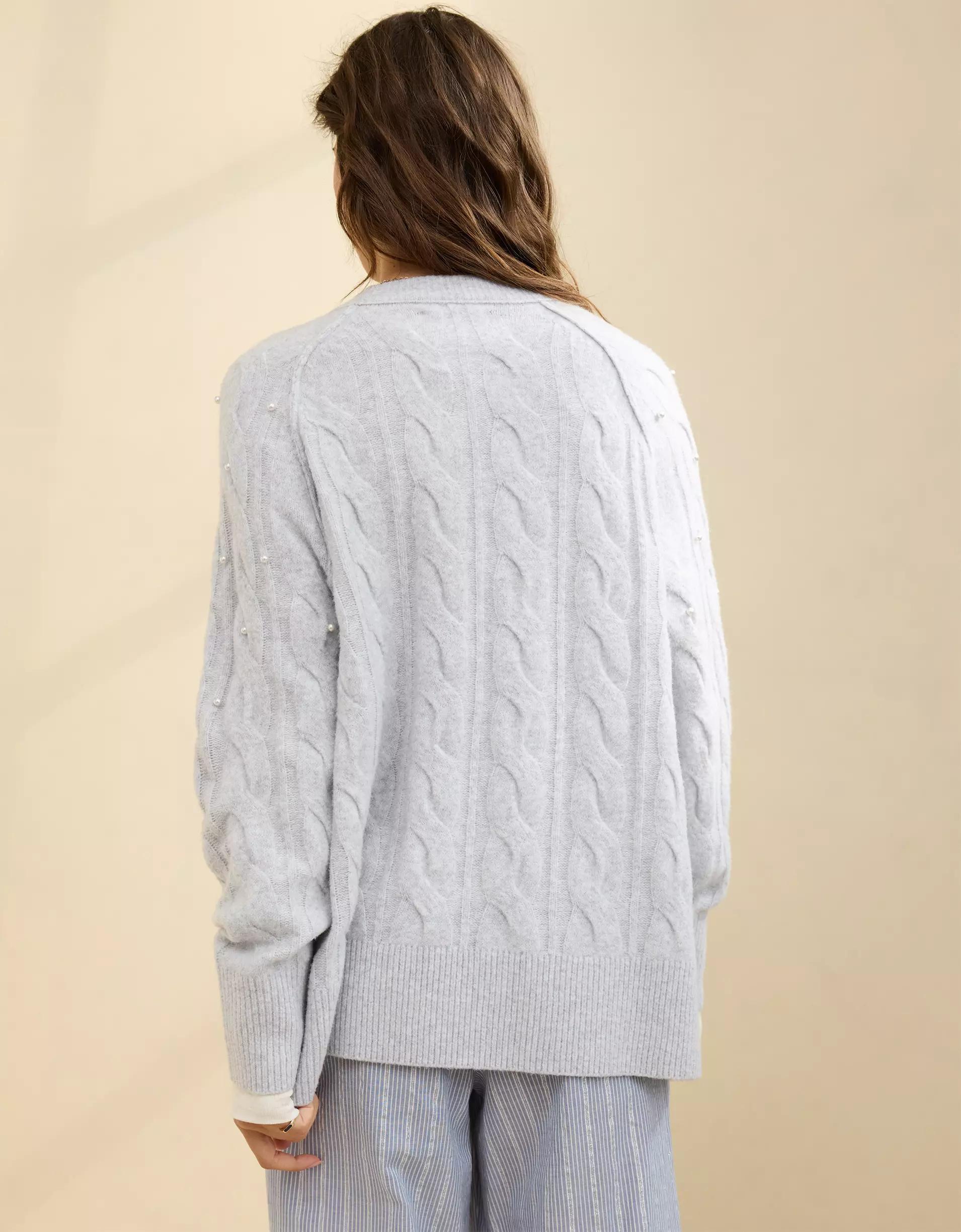 Aerie unREAL Cable Pearl Crew Sweater Product Image