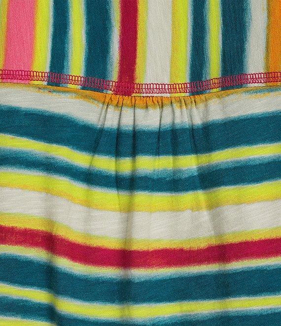 Westbound Plus Size Shimmering Stripe Short Short V-Neck Top Product Image