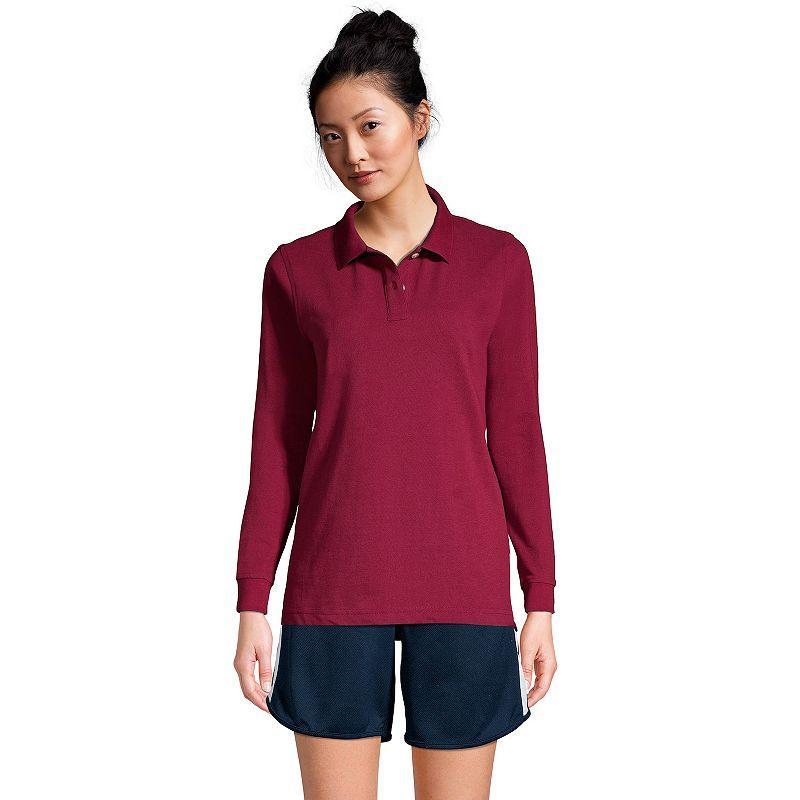 Womens Tall Lands End School Uniform Long Sleeve Mesh Polo Shirt Product Image