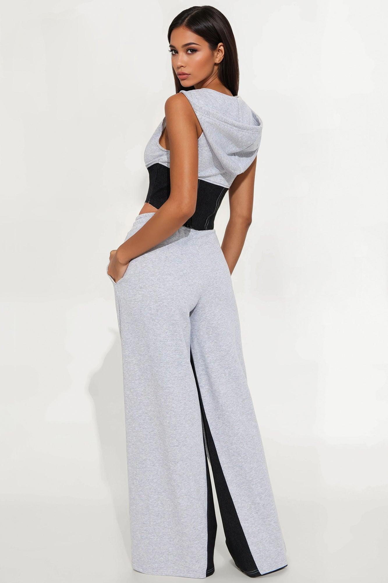Switching Sides Hooded Pant Set - Heather Grey Female Product Image