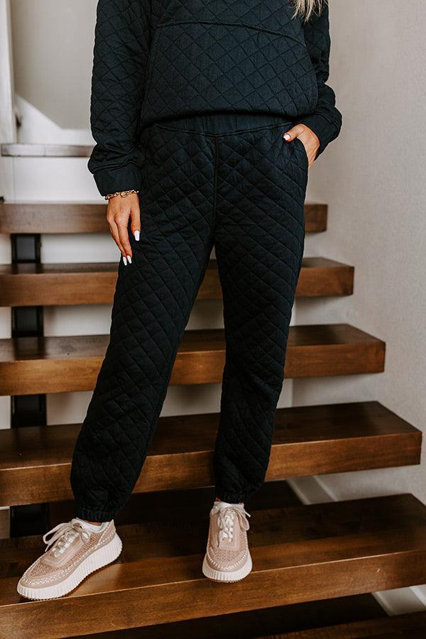 Paris Mornings Quilted Joggers In Black Product Image