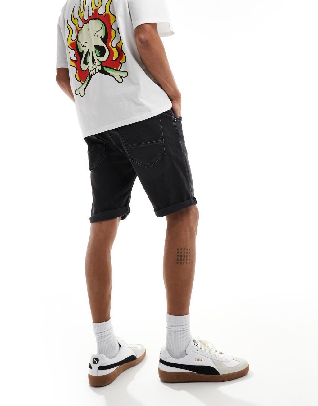 Jack & Jones denim shorts in washed black Product Image