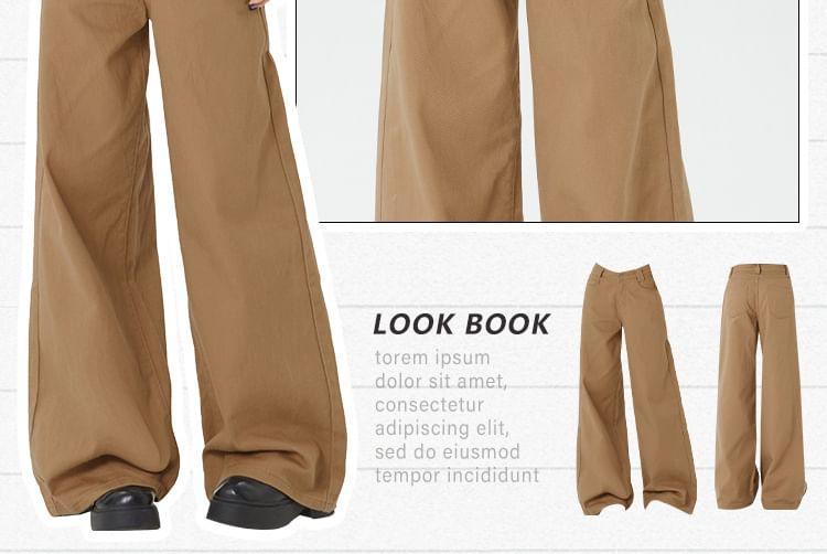 Mid Rise Plain Wide Leg Jeans (Various Designs) Product Image
