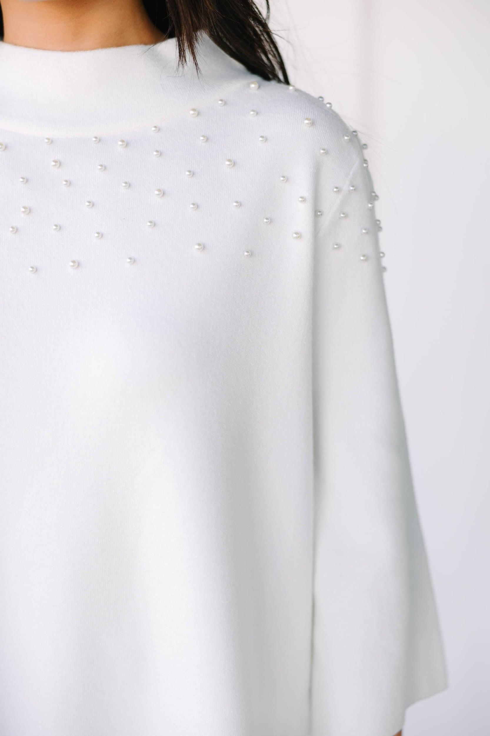Doing It All Cream White Embellished Sweater Female Product Image