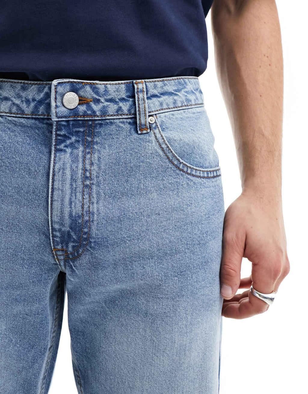 ASOS DESIGN vintage tapered jeans in light wash blue tint Product Image