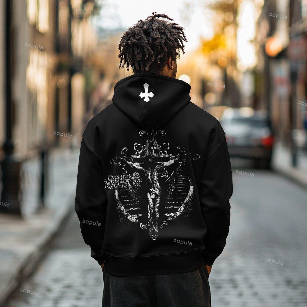 Y2k Trendy Cross Graphic Zip-Up Hoodie Product Image