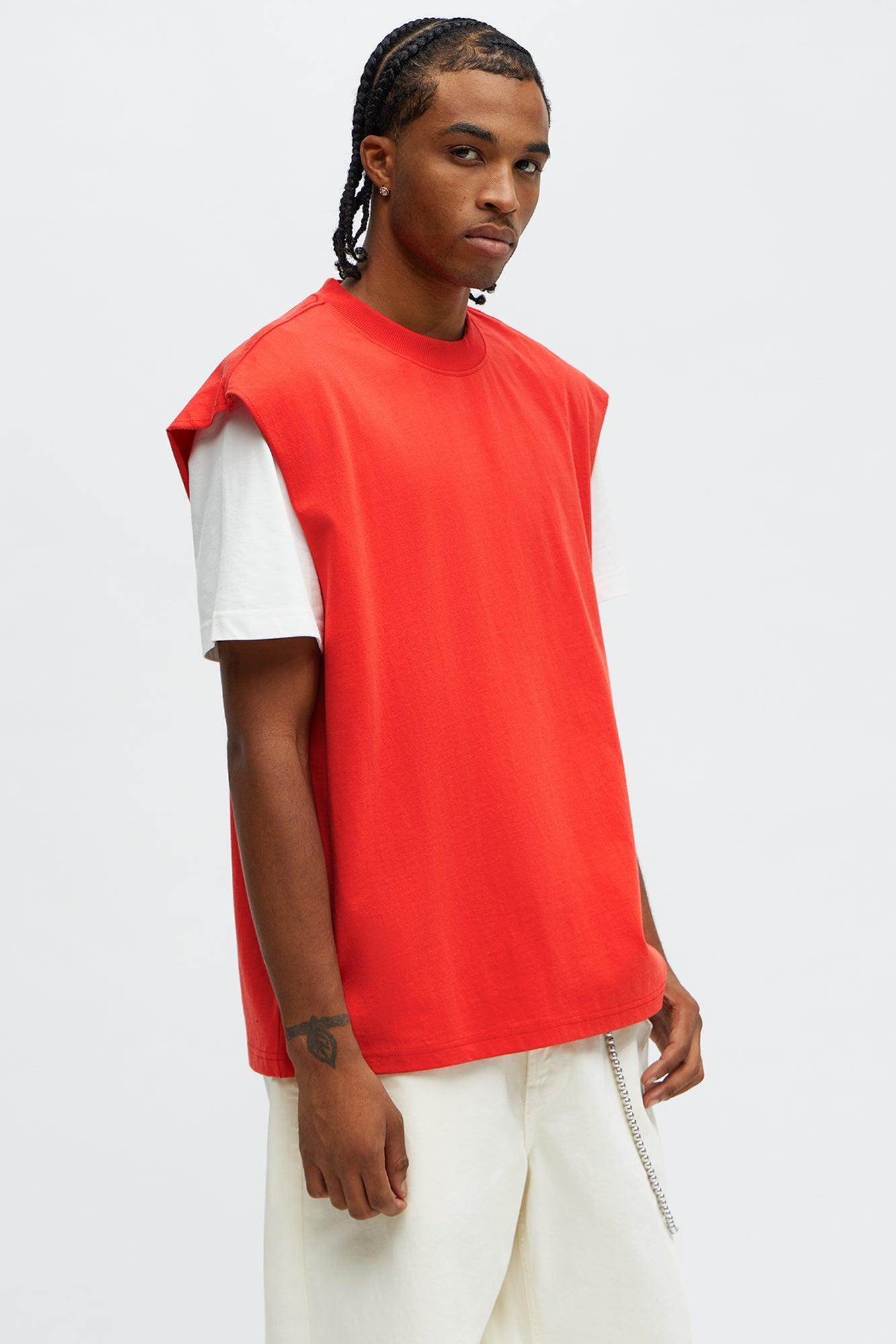 Relaxed Heavyweight Muscle Tee - Red Product Image
