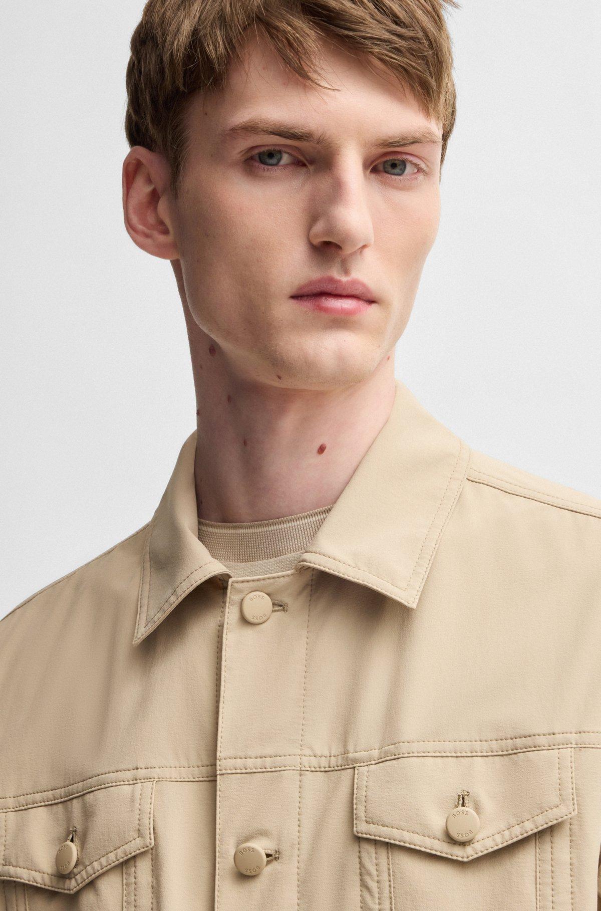 Relaxed-fit overshirt in washable stretch fabric Product Image