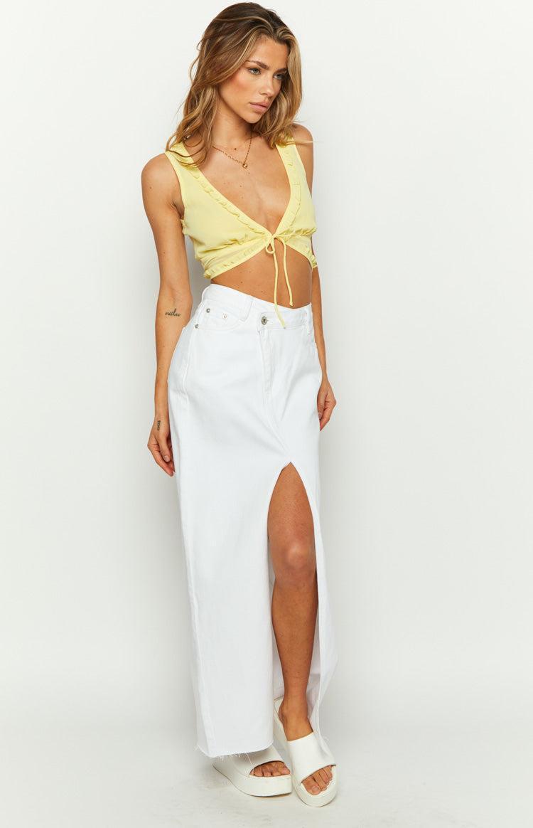 Shaylan White Denim Maxi Skirt Product Image