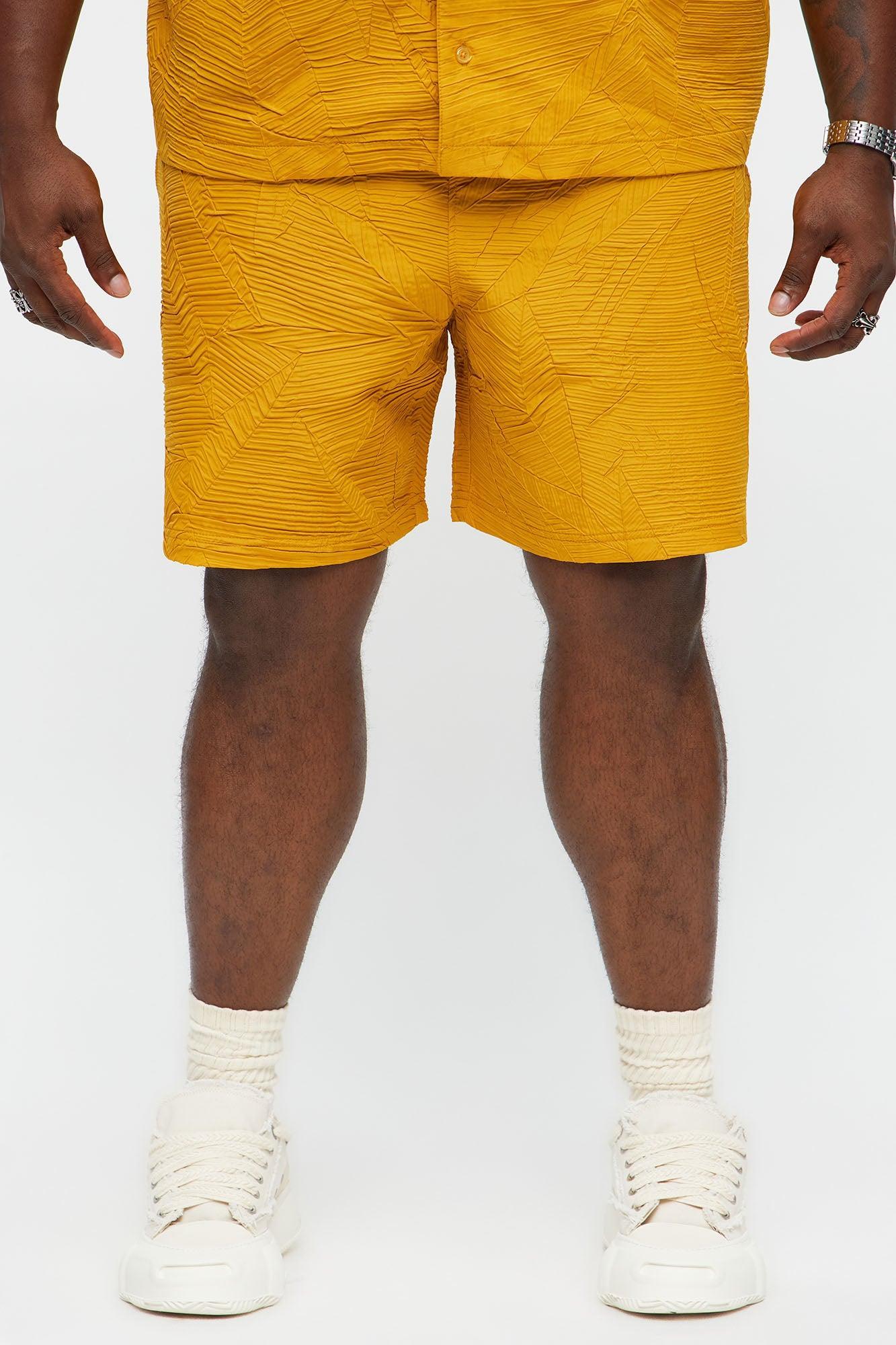 Ponce Textured Relaxed Shorts - Mustard Male Product Image