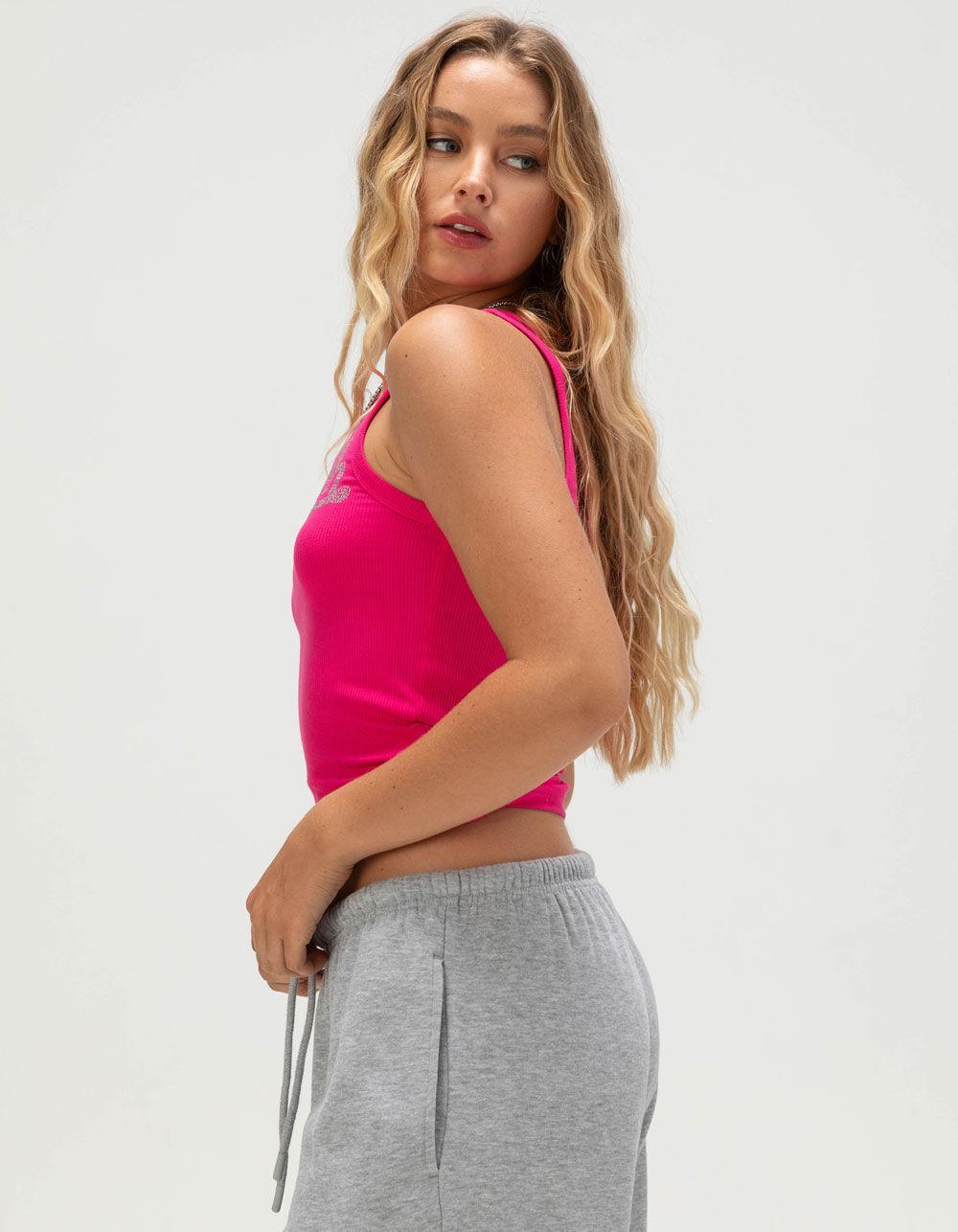 VON DUTCH Rhinestone Womens Tank Top - HOT PINK Product Image